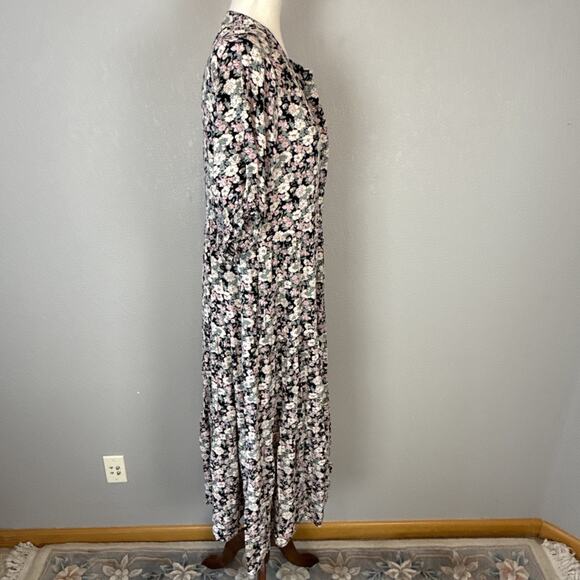 Natural Life Womens Tiered Floral Midi Maxi Dress Size M Boho Pocket Puff Sleeve - Picture 9 of 11